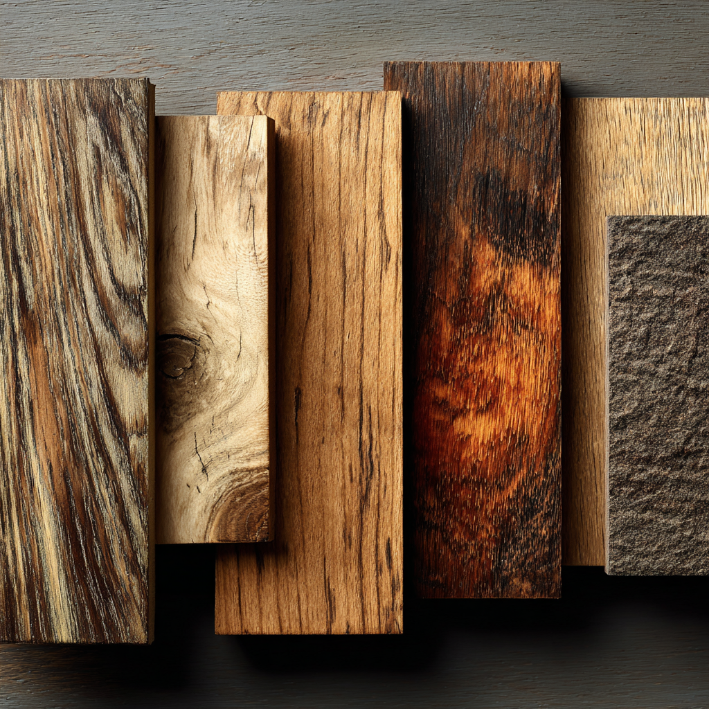 Side-by-side comparison of softwood and hardwood types for woodworking.